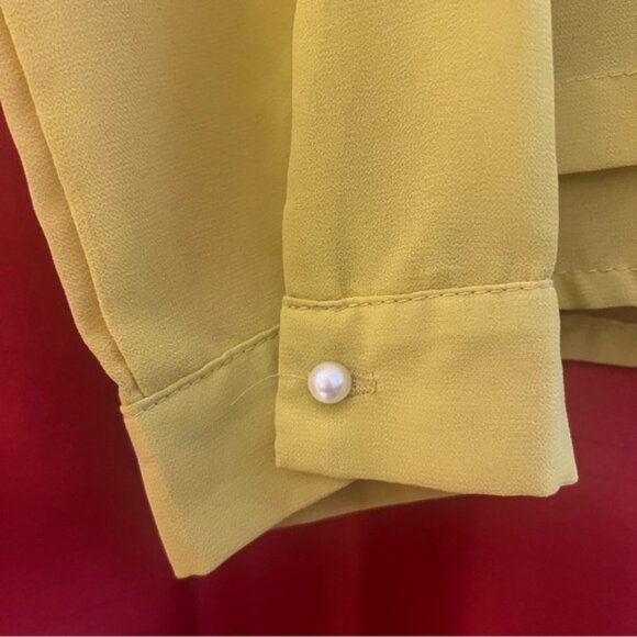 Umgee USA Mustard Yellow Blouse with Crochet Collar – Size M - Picture 3 of 11